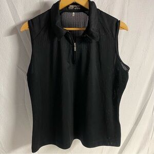 Nike FitDry 1/4 Zip Sleeveless Golf Polo, Size XL, Black